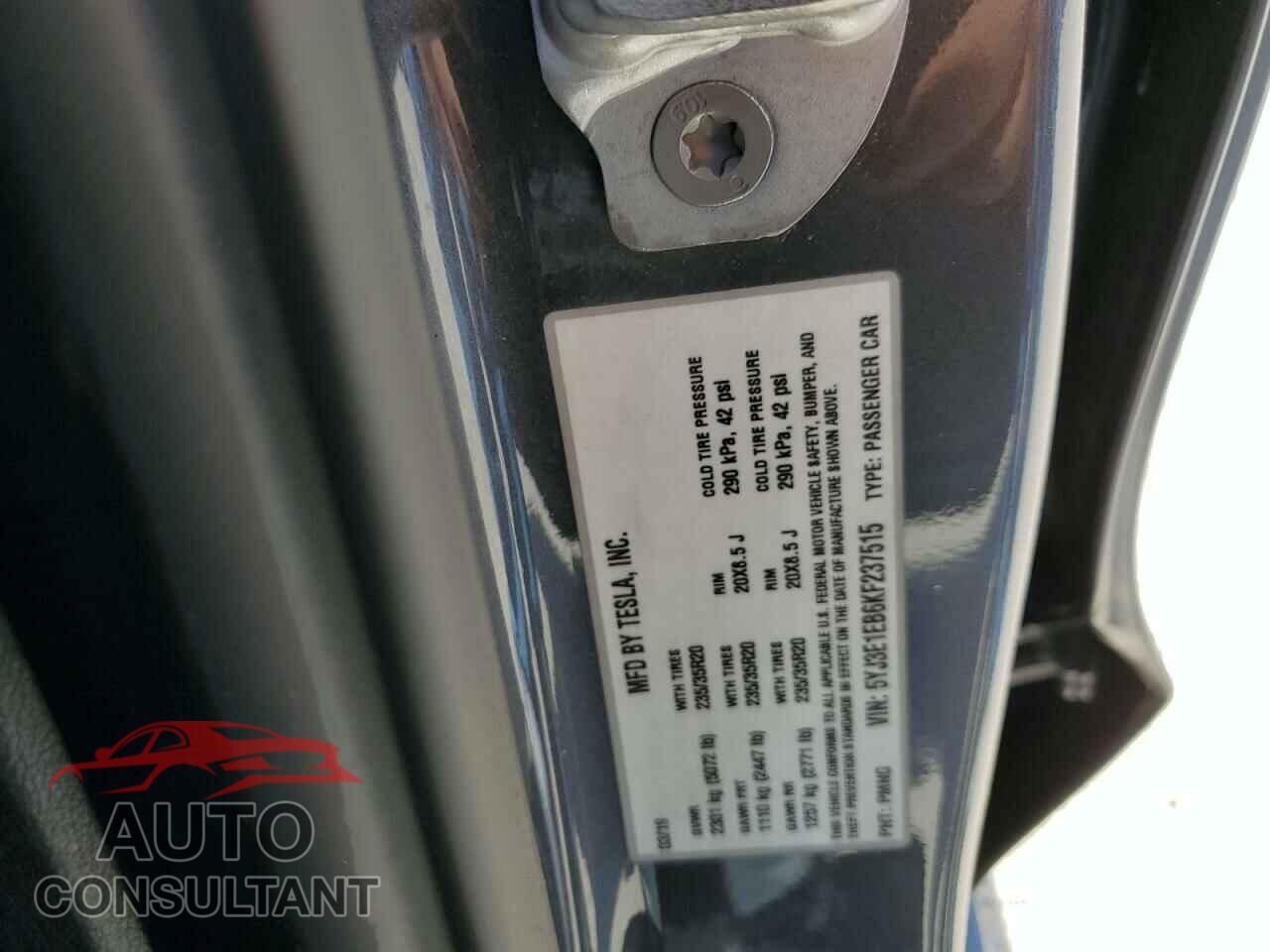 TESLA MODEL 3 2019 - 5YJ3E1EB6KF237515