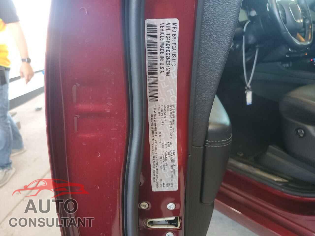 DODGE DURANGO 2022 - 1C4RDHDG2NC216794