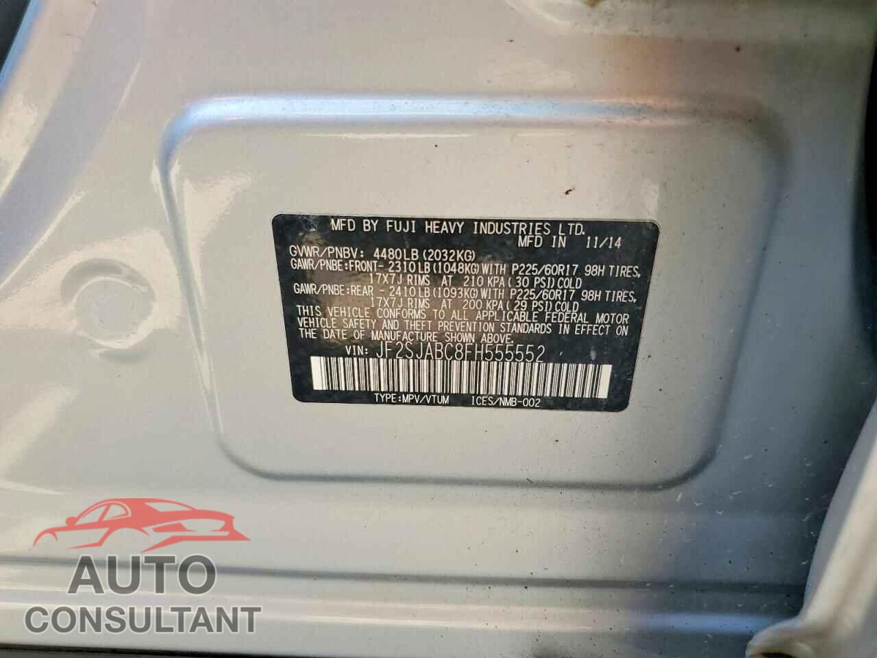 SUBARU FORESTER 2015 - JF2SJABC8FH555552