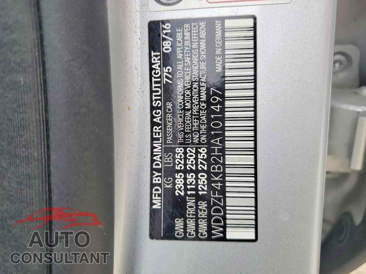 MERCEDES-BENZ E-CLASS 2017 - WDDZF4KB2HA101497