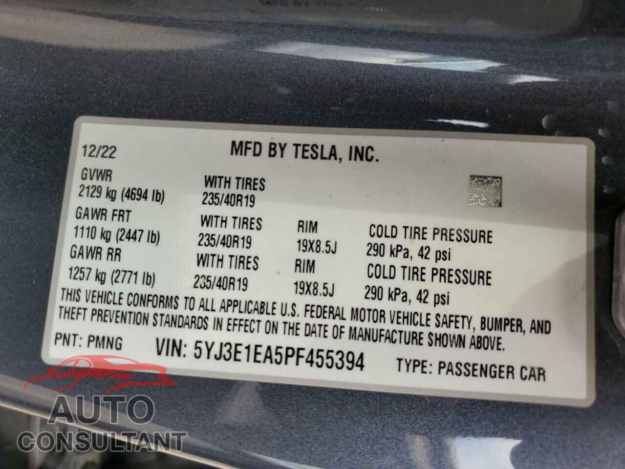 TESLA MODEL 3 2023 - 5YJ3E1EA5PF455394
