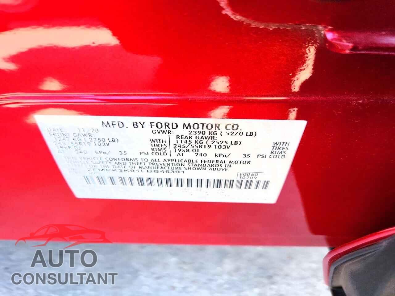 FORD EDGE 2020 - 2FMPK3K91LBB45391