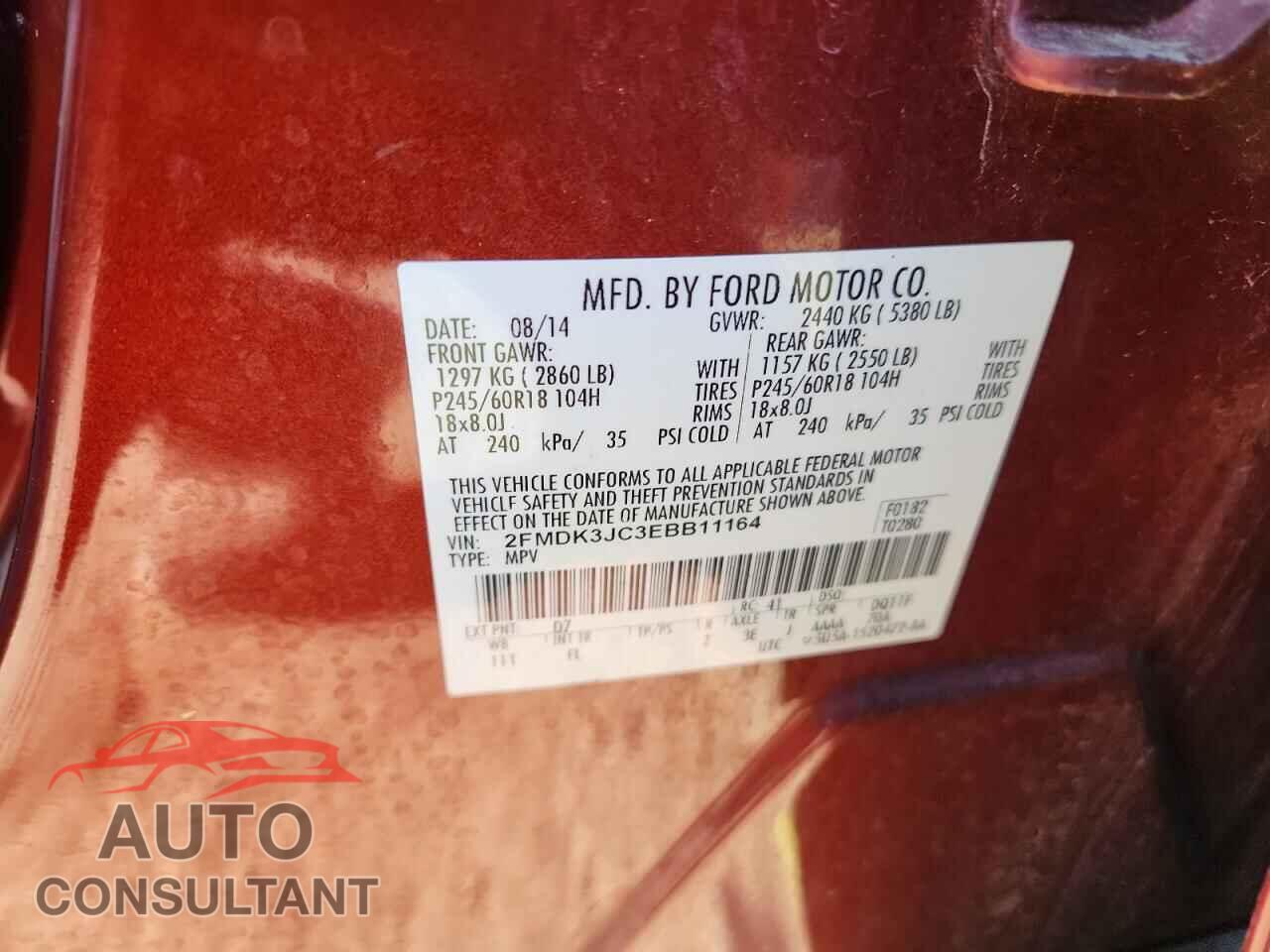 FORD EDGE 2014 - 2FMDK3JC3EBB11164