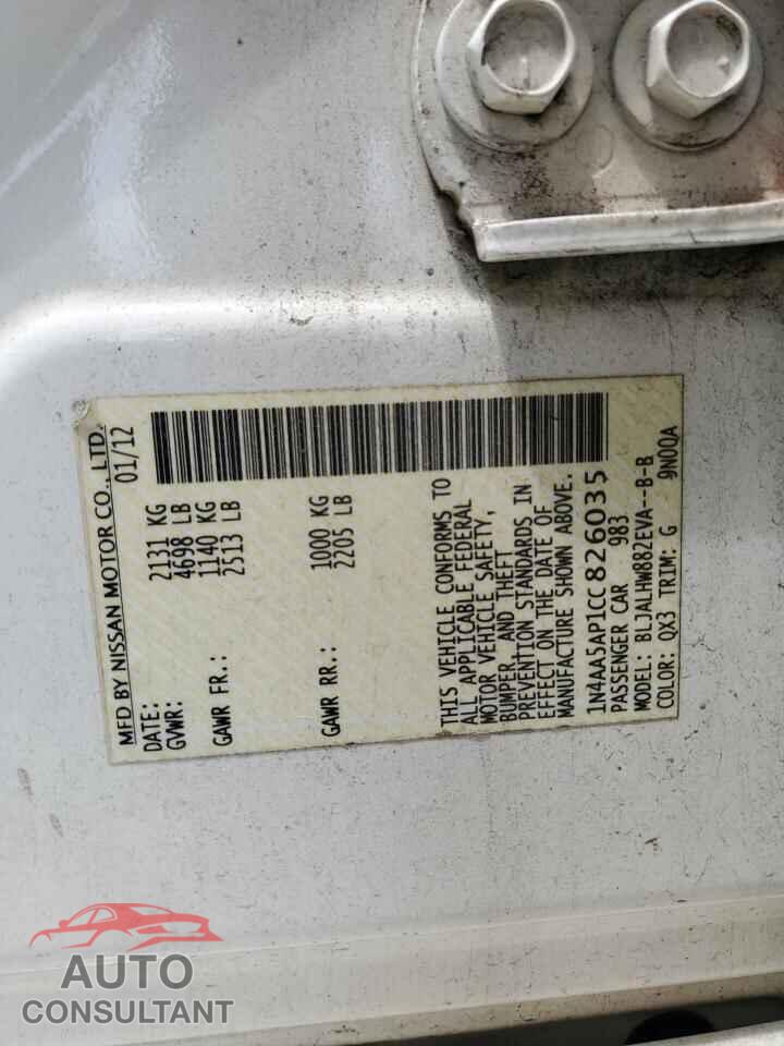 NISSAN MAXIMA 2012 - 1N4AA5AP1CC826035