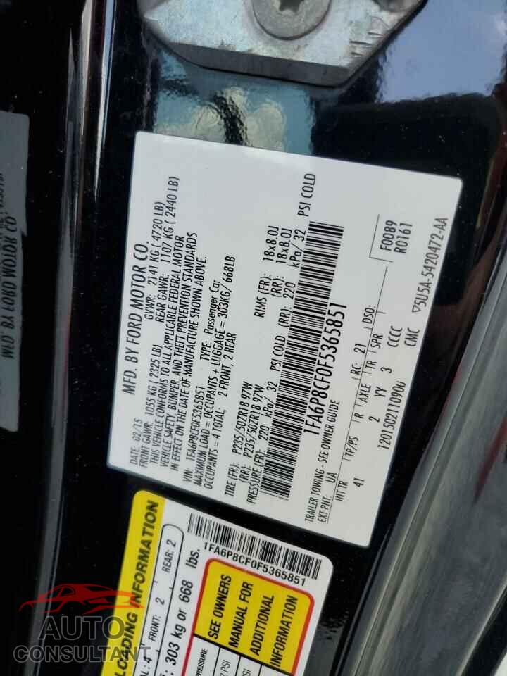 FORD MUSTANG 2015 - 1FA6P8CF0F5365851