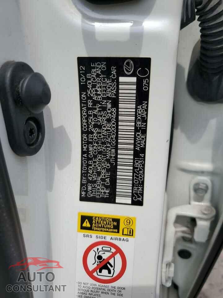 LEXUS ES300 2013 - JTHBW1GG4D2009468