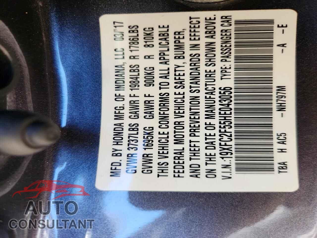 HONDA CIVIC 2017 - 19XFC2F55HE043056