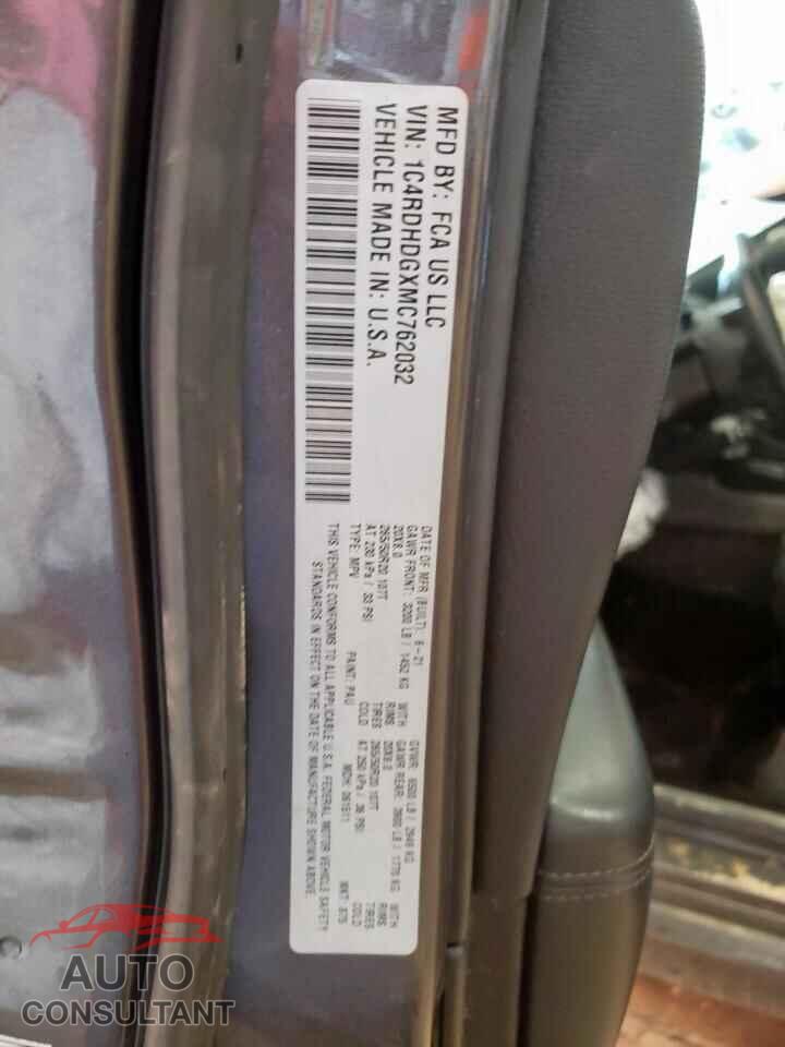 DODGE DURANGO 2021 - 1C4RDHDGXMC762032