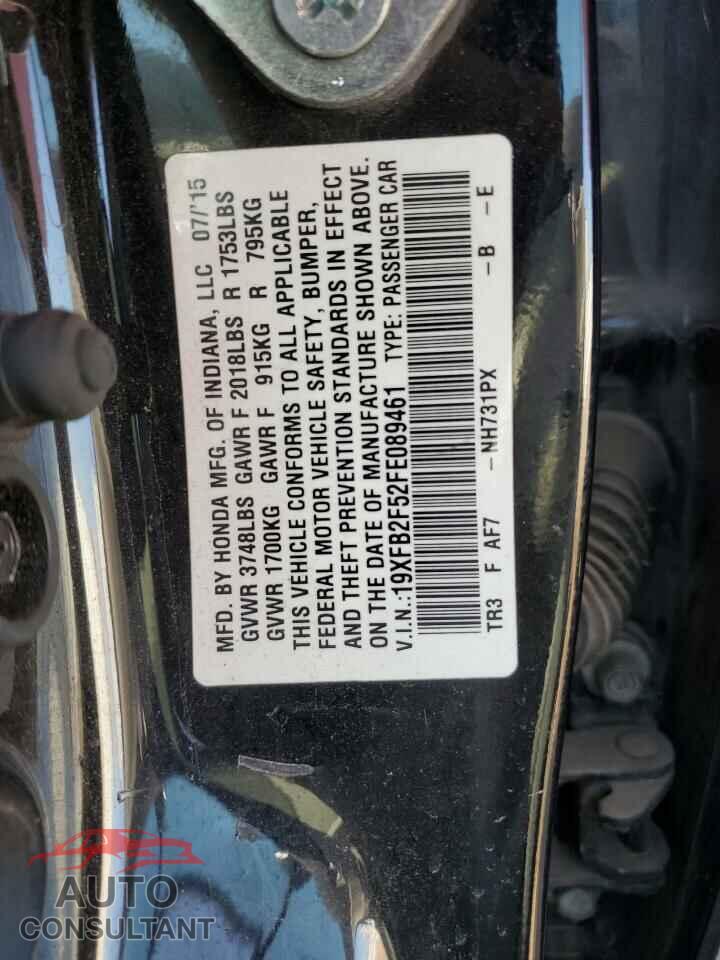 HONDA CIVIC 2015 - 19XFB2F52FE089461