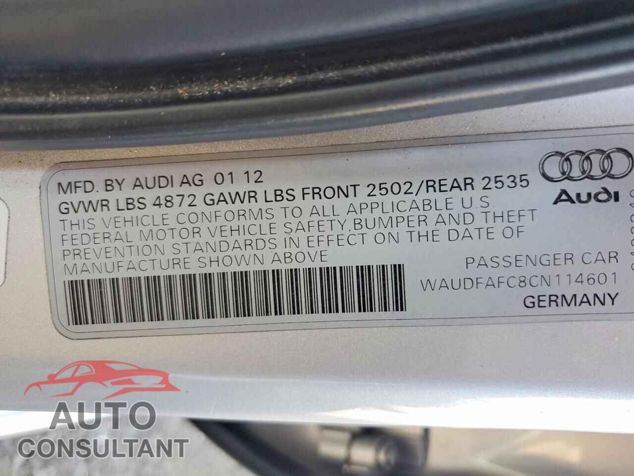 AUDI A6 2012 - WAUDFAFC8CN114601