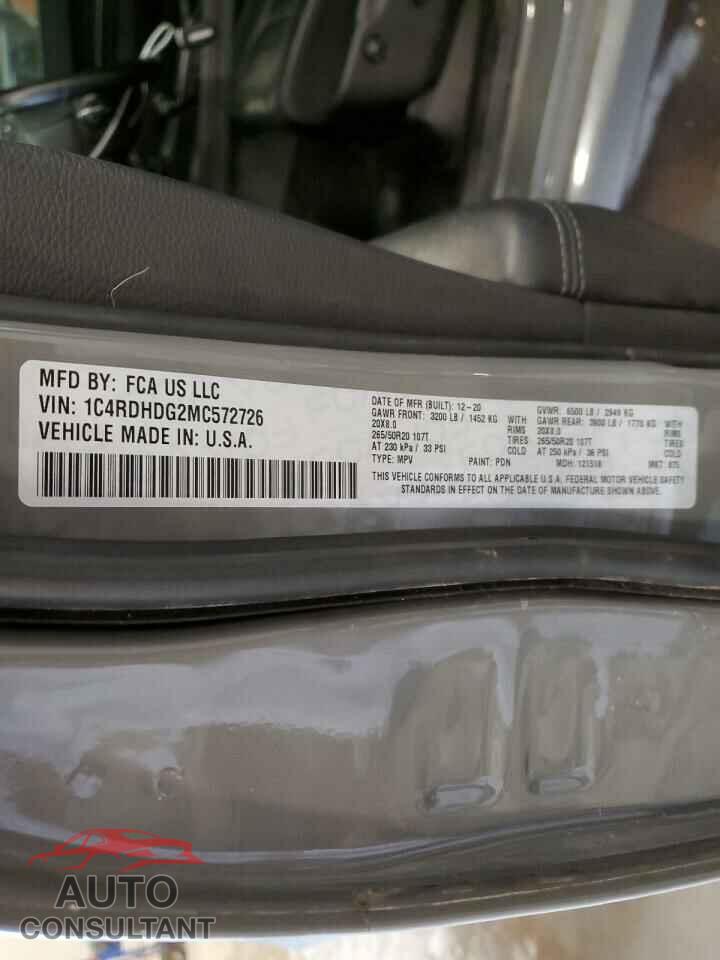 DODGE DURANGO 2021 - 1C4RDHDG2MC572726