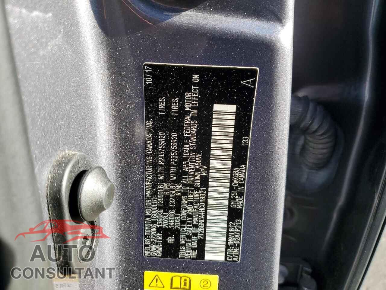 LEXUS RX450 2017 - 2T2BGMCA4HC018921