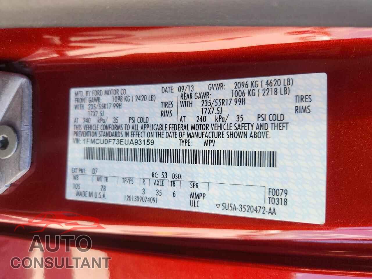 FORD ESCAPE 2014 - 1FMCU0F73EUA93159