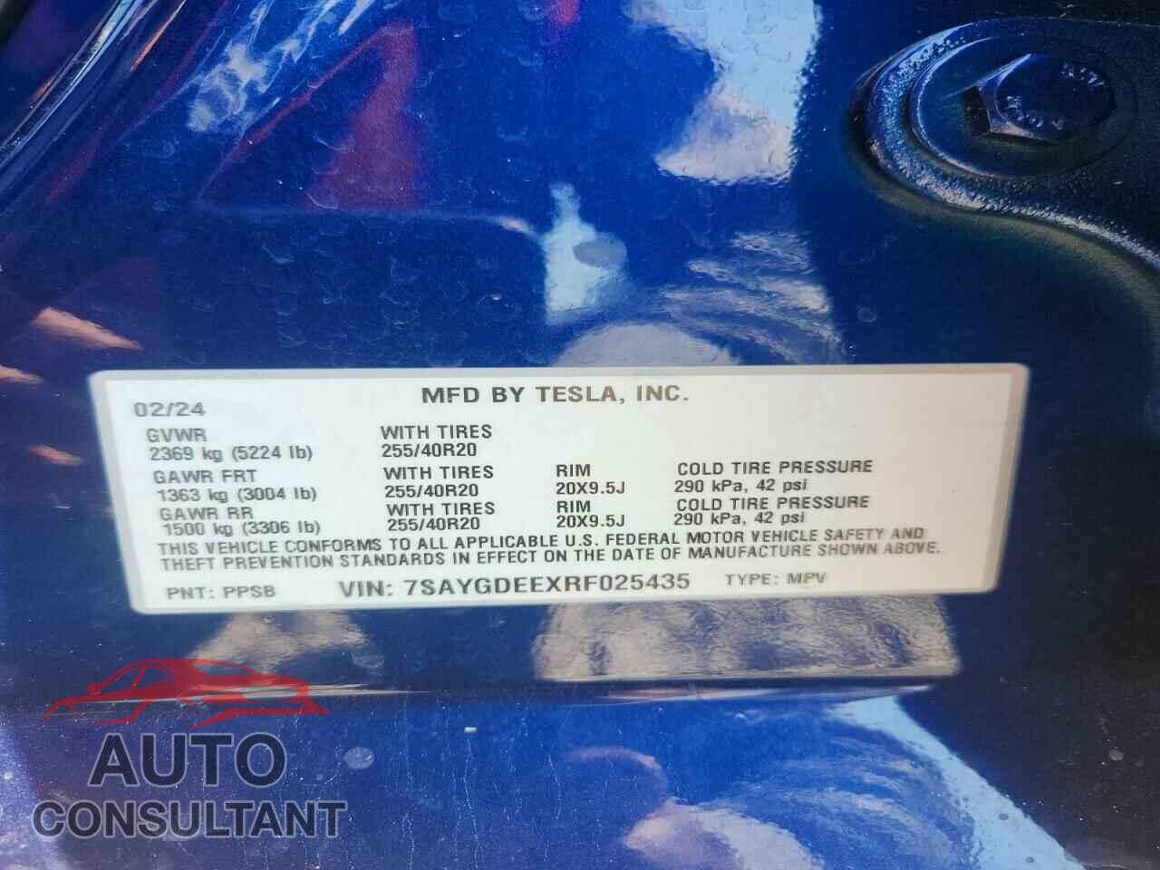 TESLA MODEL Y 2024 - 7SAYGDEEXRF025435