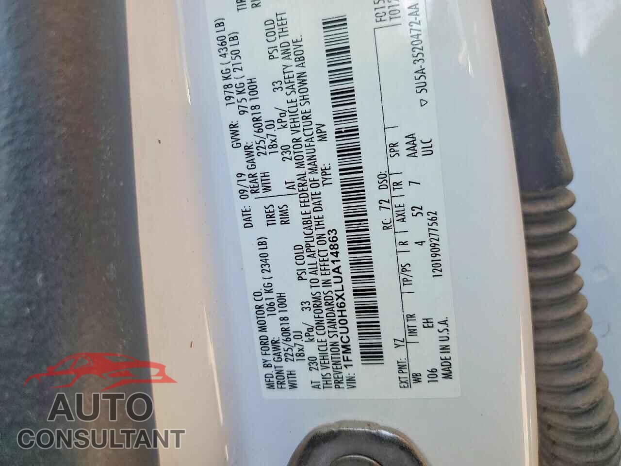FORD ESCAPE 2020 - 1FMCU0H6XLUA14863