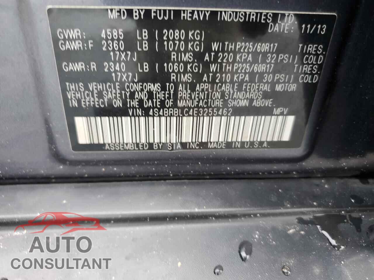 SUBARU OUTBACK 2014 - 4S4BRBLC4E3255462