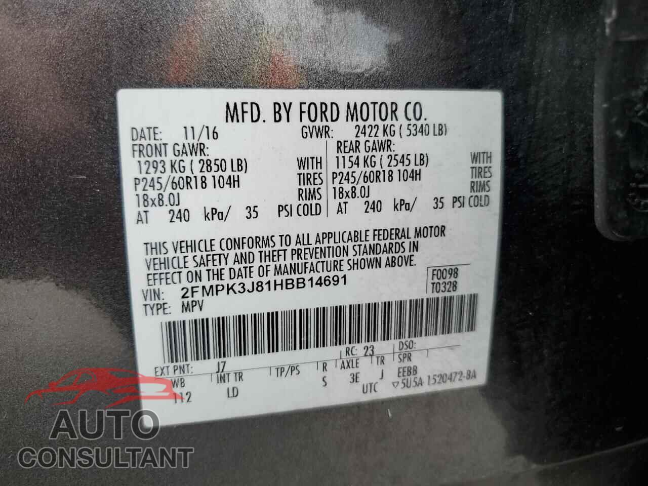 FORD EDGE 2017 - 2FMPK3J81HBB14691