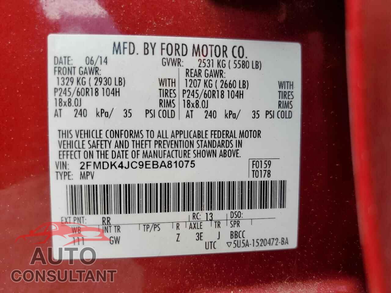 FORD EDGE 2014 - 2FMDK4JC9EBA81075
