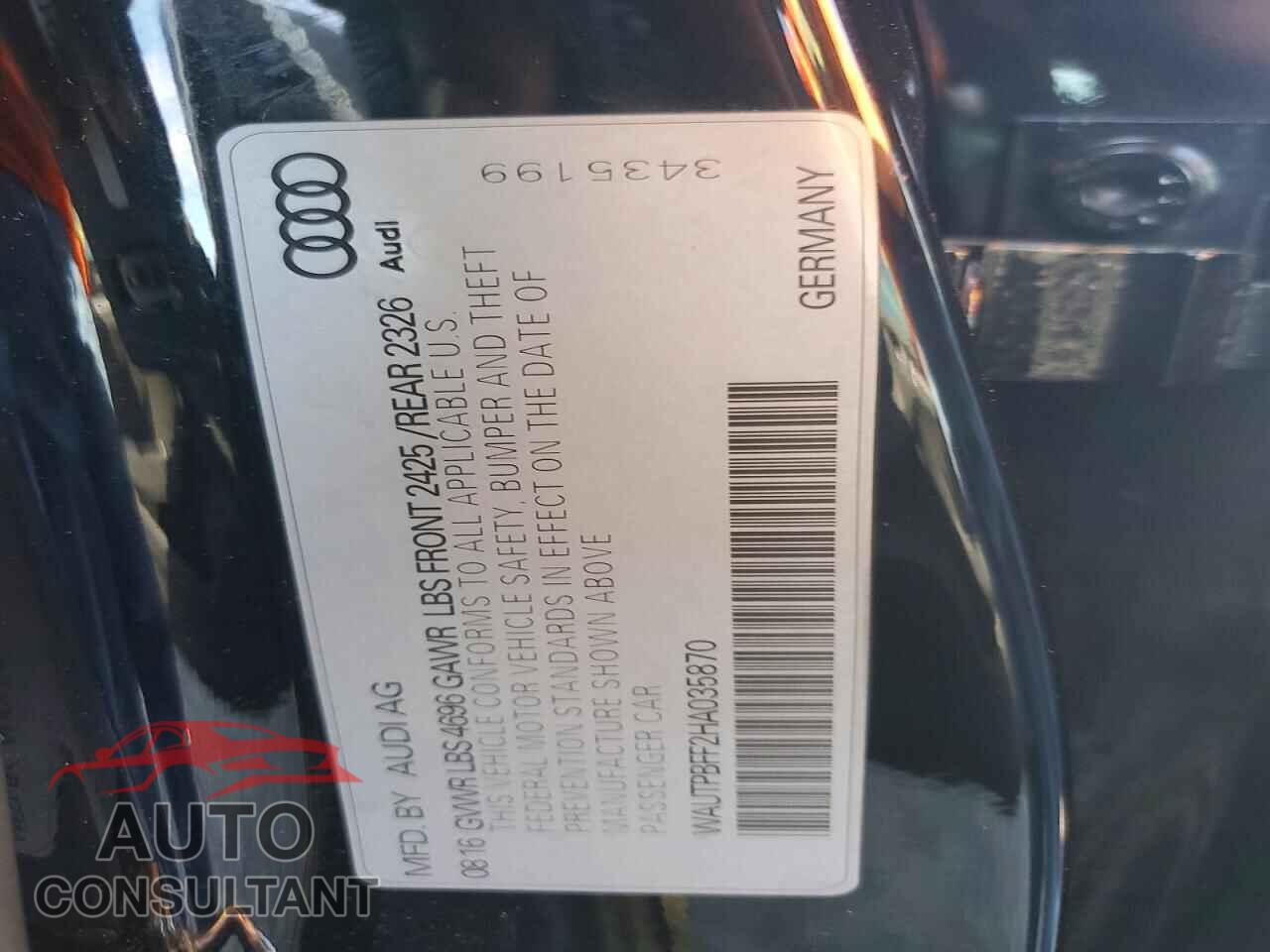 AUDI A3 2017 - WAUTPBFF2HA035870