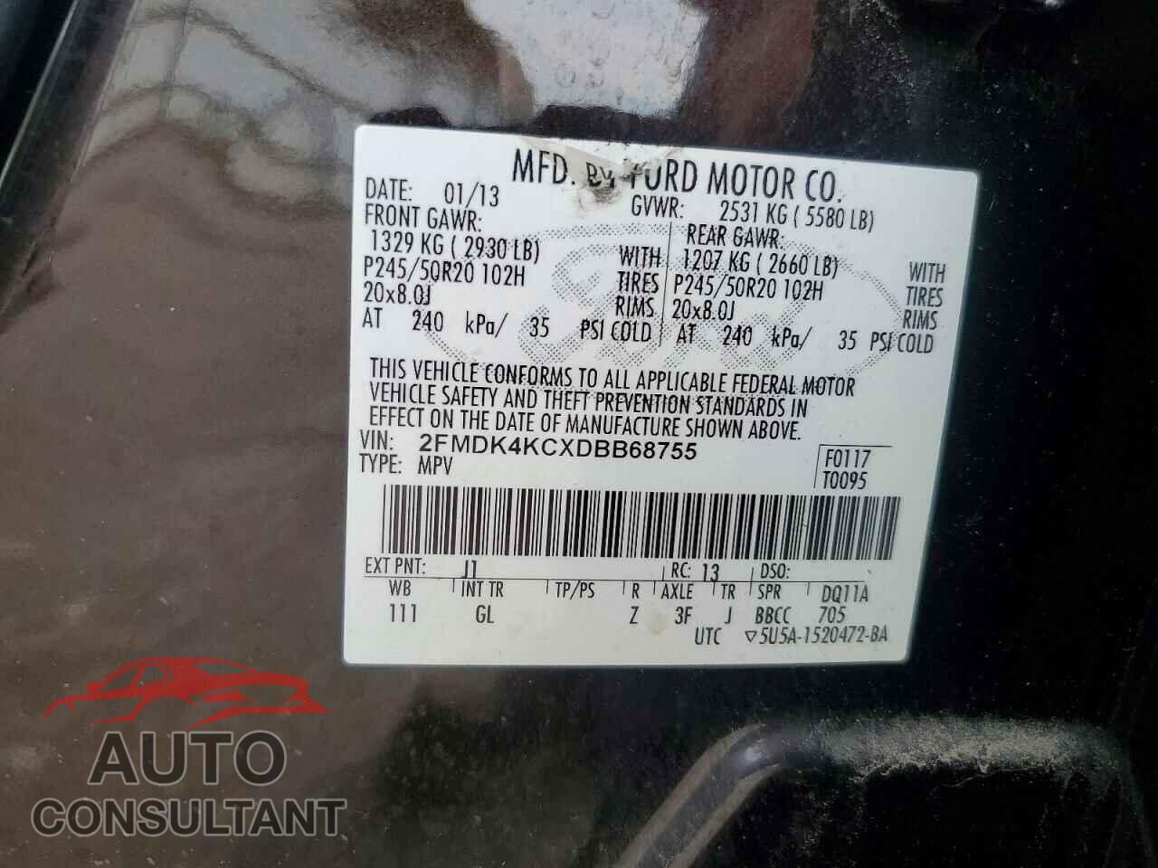 FORD EDGE 2013 - 2FMDK4KCXDBB68755