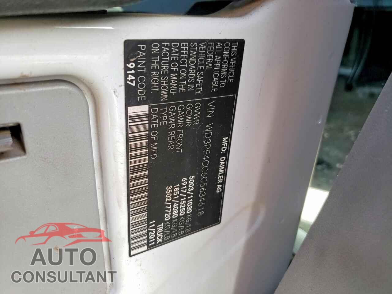 MERCEDES-BENZ SPRINTER 2012 - WD3PF4CC6C5634618