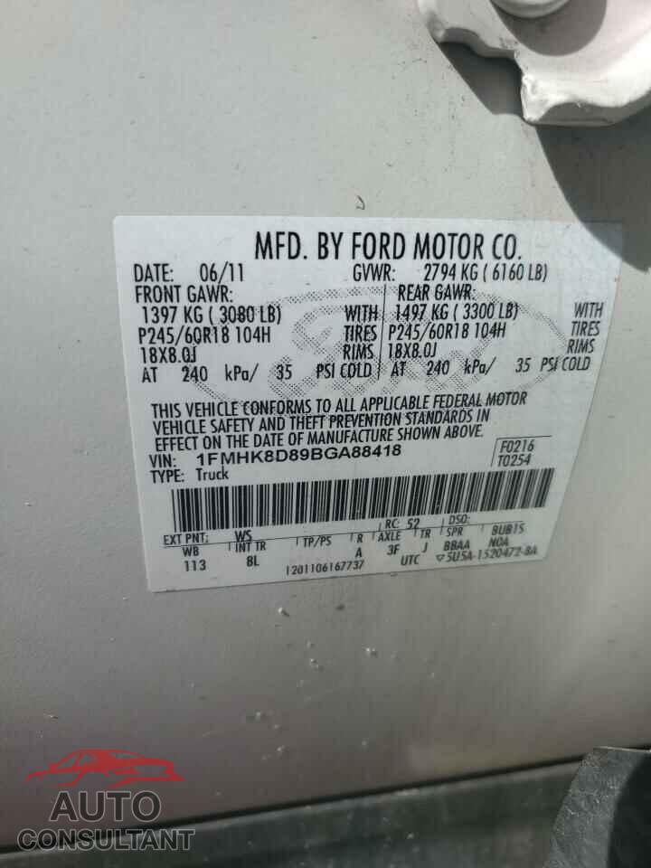 FORD EXPLORER 2011 - 1FMHK8D89BGA88418