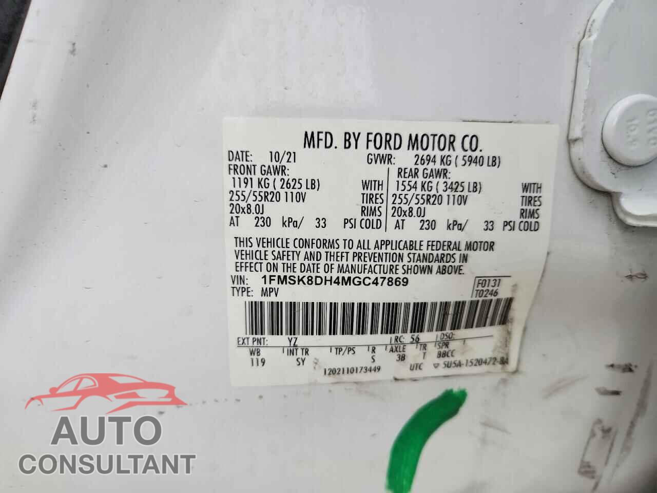 FORD EXPLORER 2021 - 1FMSK8DH4MGC47869