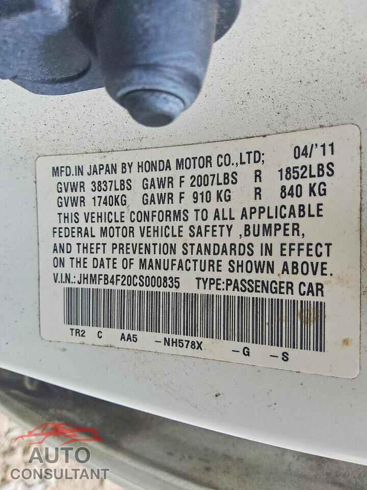 HONDA CIVIC 2012 - JHMFB4F20CS000835