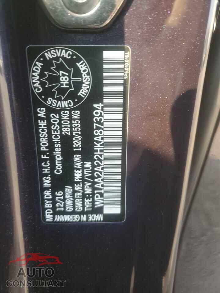 PORSCHE CAYENNE 2017 - WP1AA2A22HKA87394