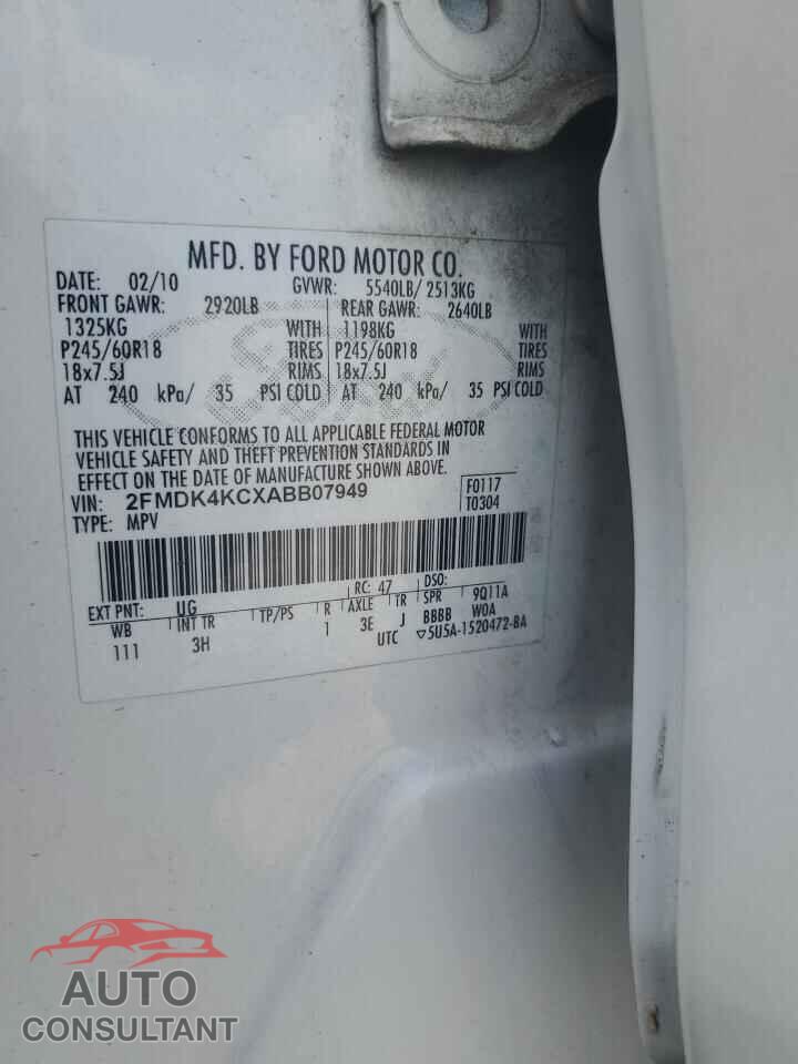 FORD EDGE 2010 - 2FMDK4KCXABB07949