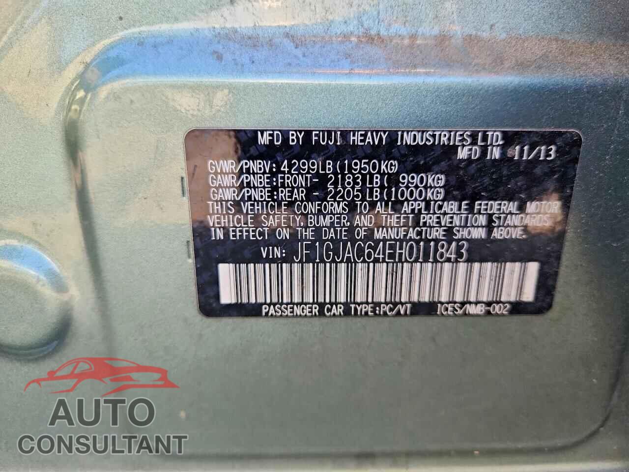 SUBARU IMPREZA 2014 - JF1GJAC64EH011843