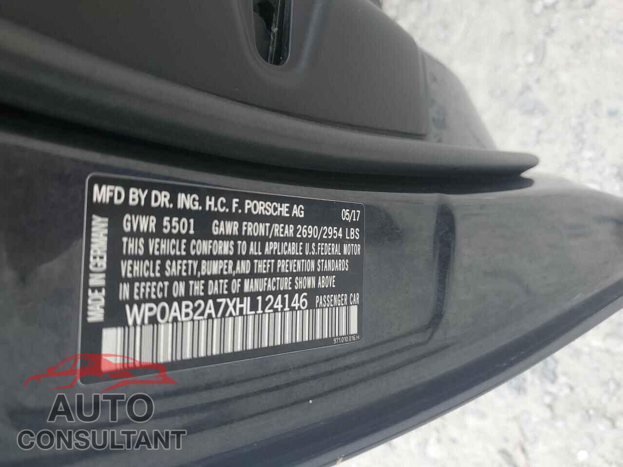 PORSCHE PANAMERA 2017 - WP0AB2A7XHL124146