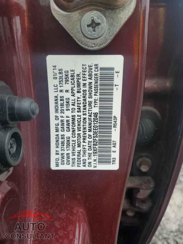 HONDA CIVIC 2014 - 19XFB2F53EE012046