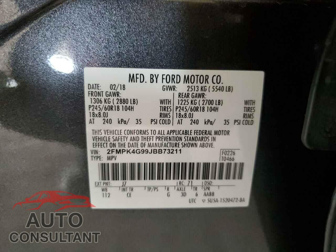 FORD EDGE 2018 - 2FMPK4G99JBB73211