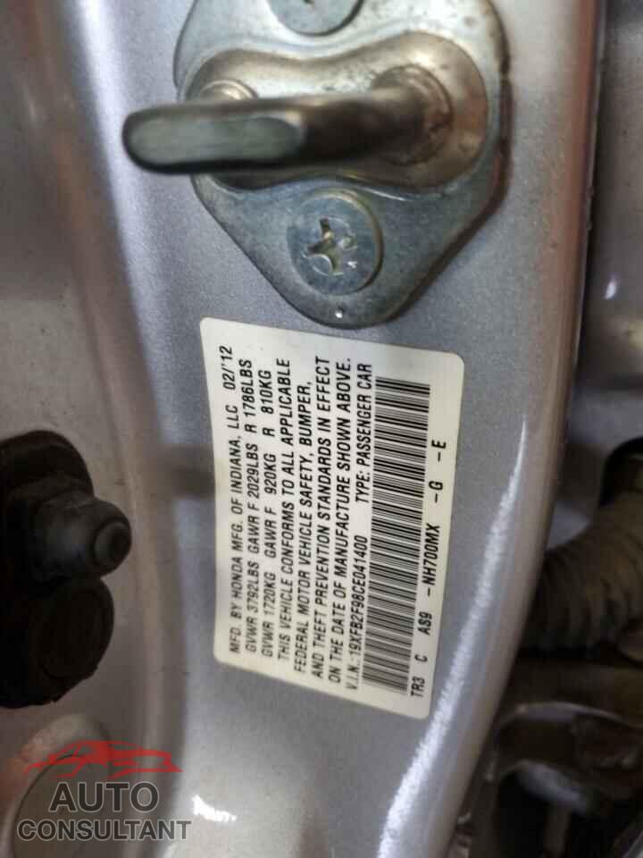 HONDA CIVIC 2012 - 19XFB2F98CE041400