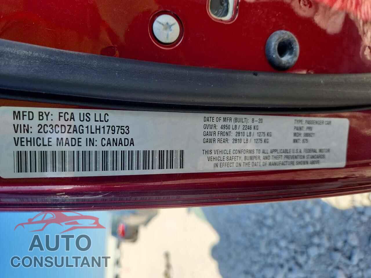 DODGE CHALLENGER 2020 - 2C3CDZAG1LH179753