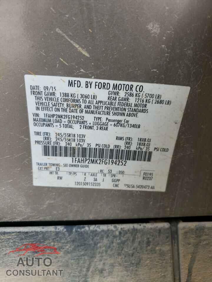 FORD TAURUS 2015 - 1FAHP2MK2FG194252