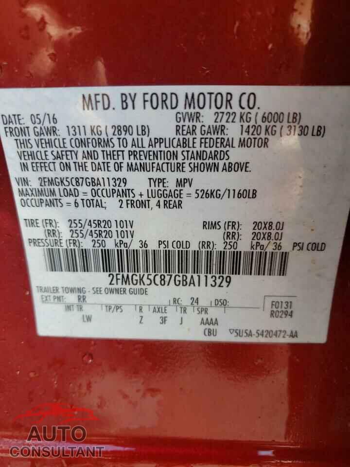 FORD FLEX 2016 - 2FMGK5C87GBA11329