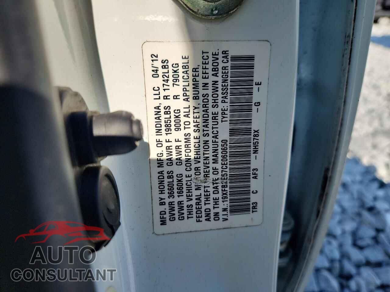 HONDA CIVIC 2012 - 19XFB2E57CE060650