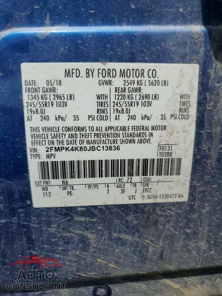 FORD EDGE 2018 - 2FMPK4K80JBC13836