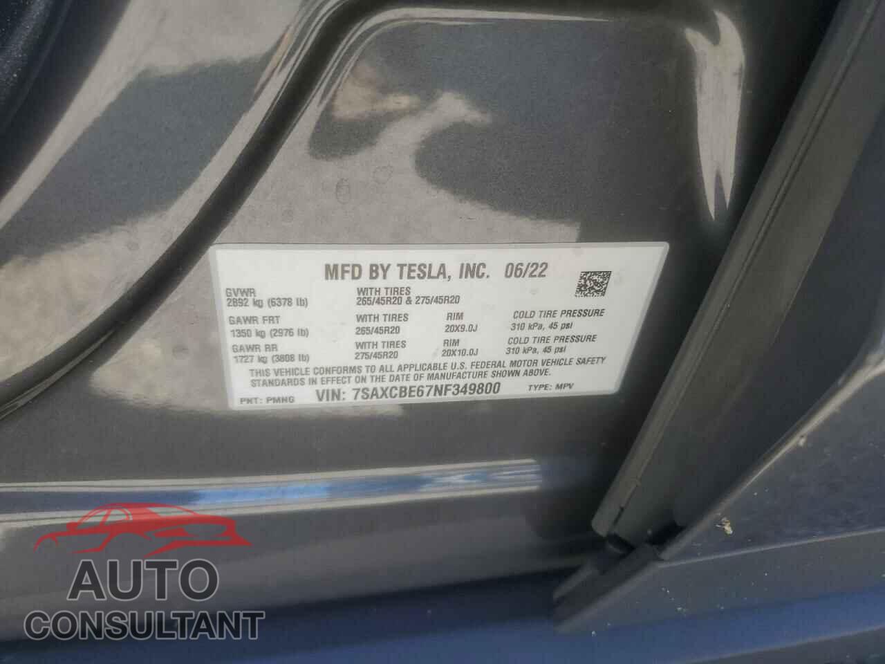 TESLA MODEL X 2022 - 7SAXCBE67NF349800