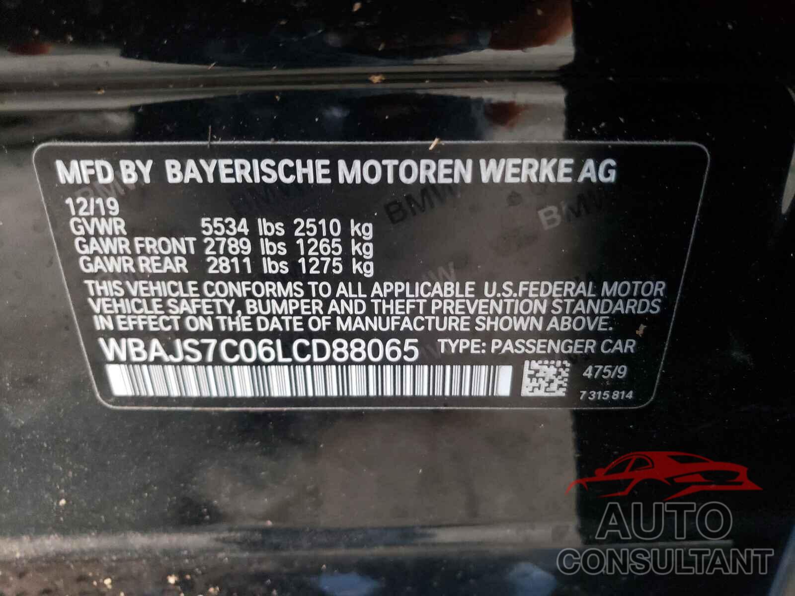 BMW M5 2020 - WBAJS7C06LCD88065
