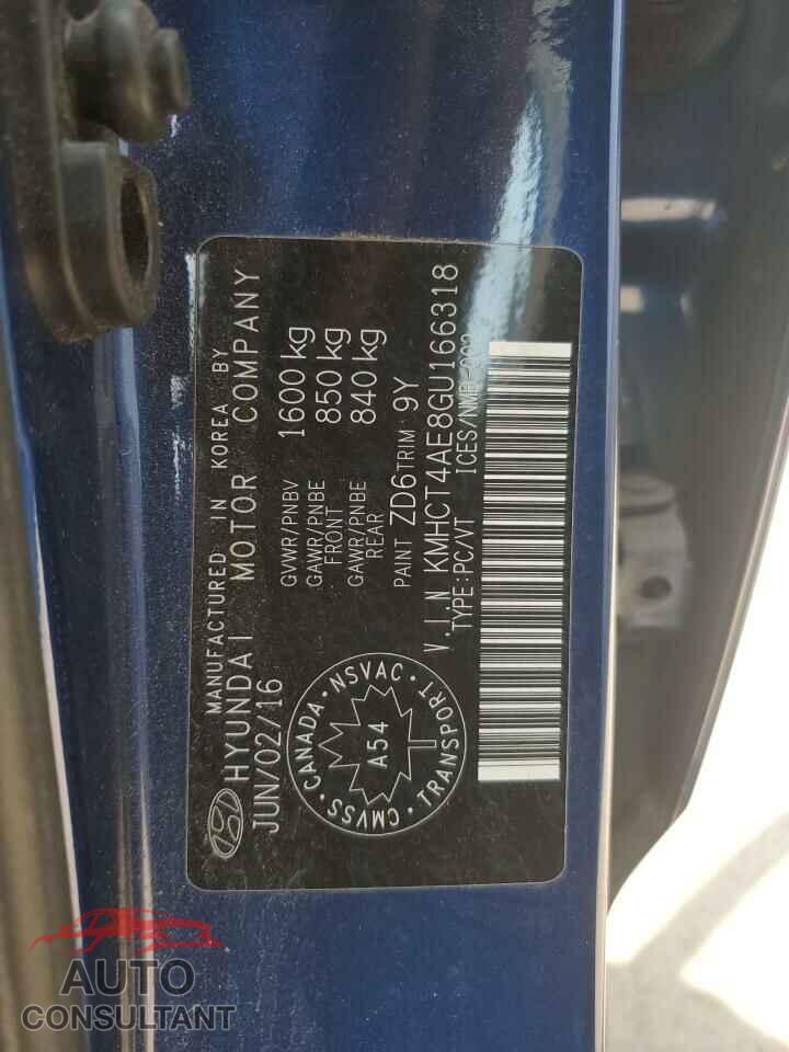 HYUNDAI ACCENT 2016 - KMHCT4AE8GU166318