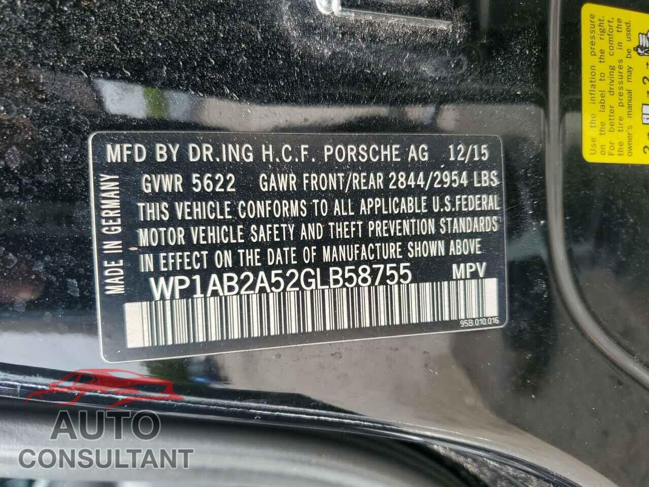 PORSCHE MACAN 2016 - WP1AB2A52GLB58755