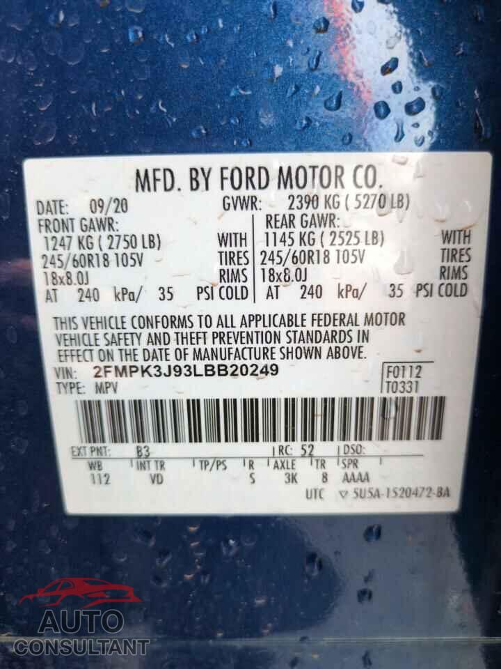 FORD EDGE 2020 - 2FMPK3J93LBB20249