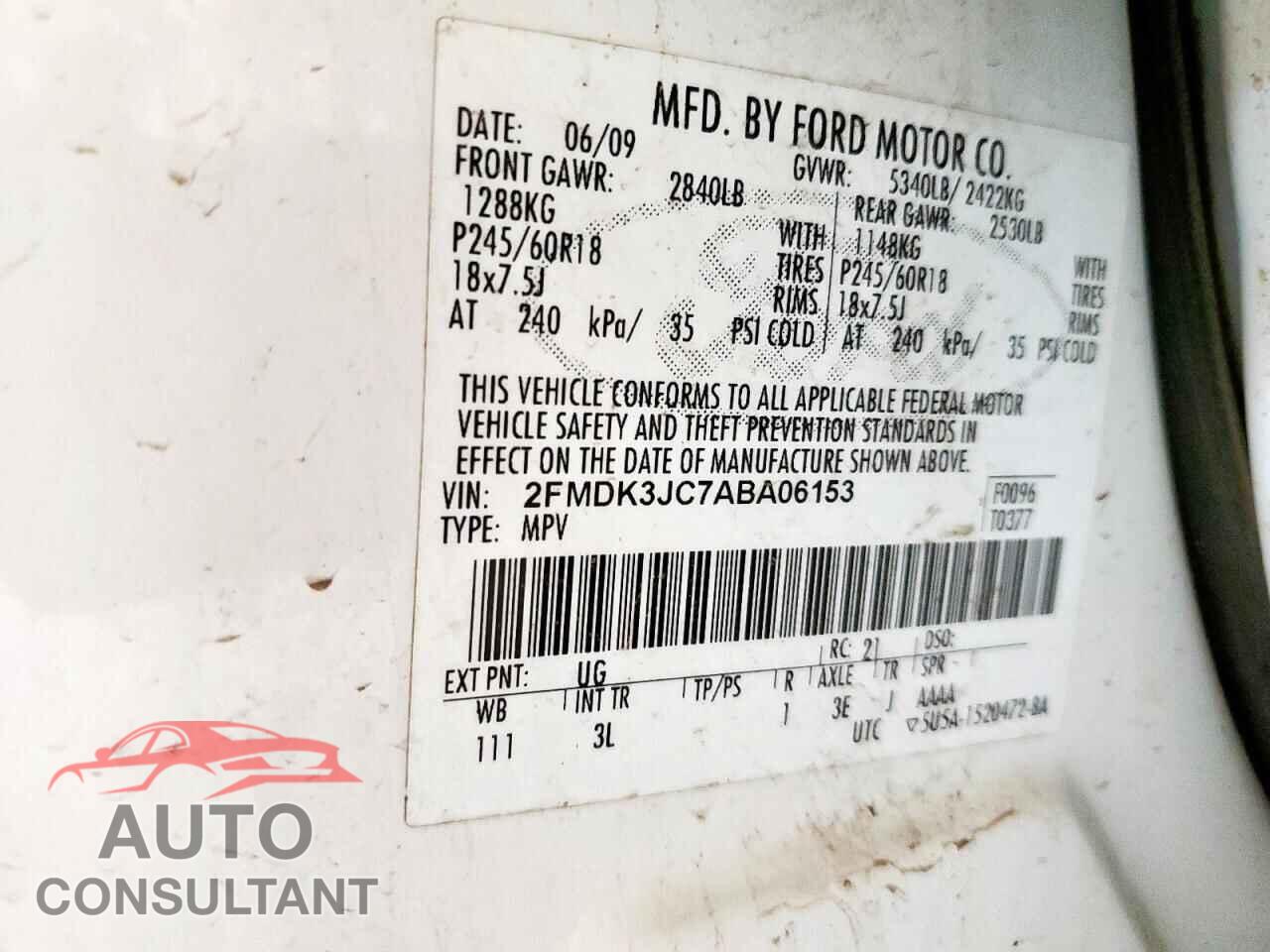 FORD EDGE 2010 - 2FMDK3JC7ABA06153