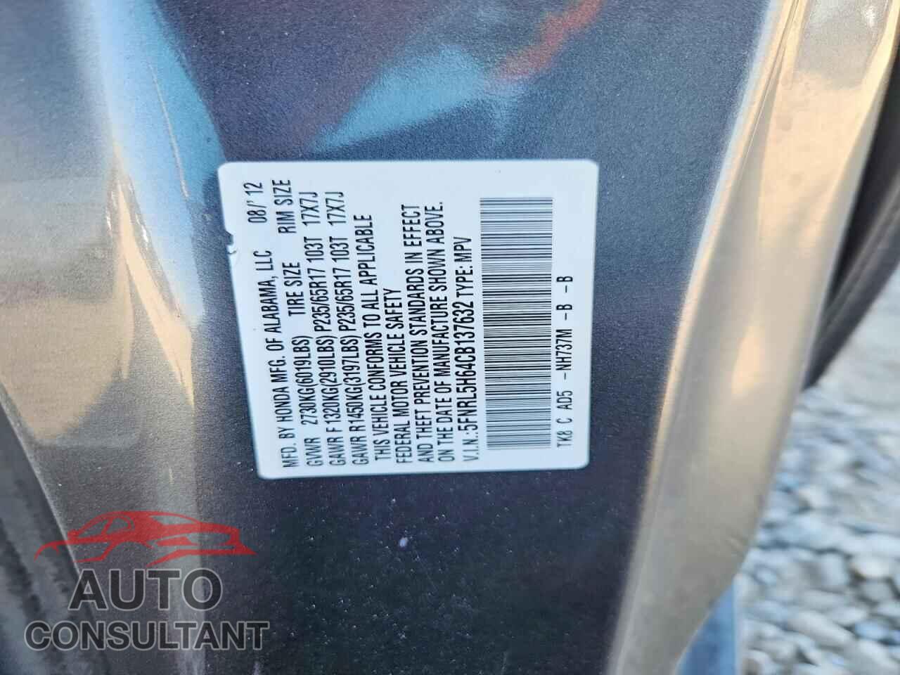 HONDA All Models 2012 - 5FNRL5H64CB137632
