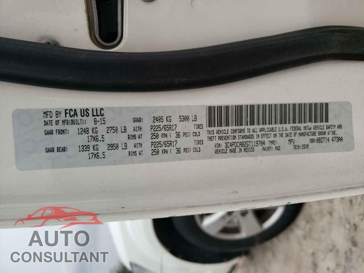 DODGE JOURNEY 2016 - 3C4PDCAB2GT119704
