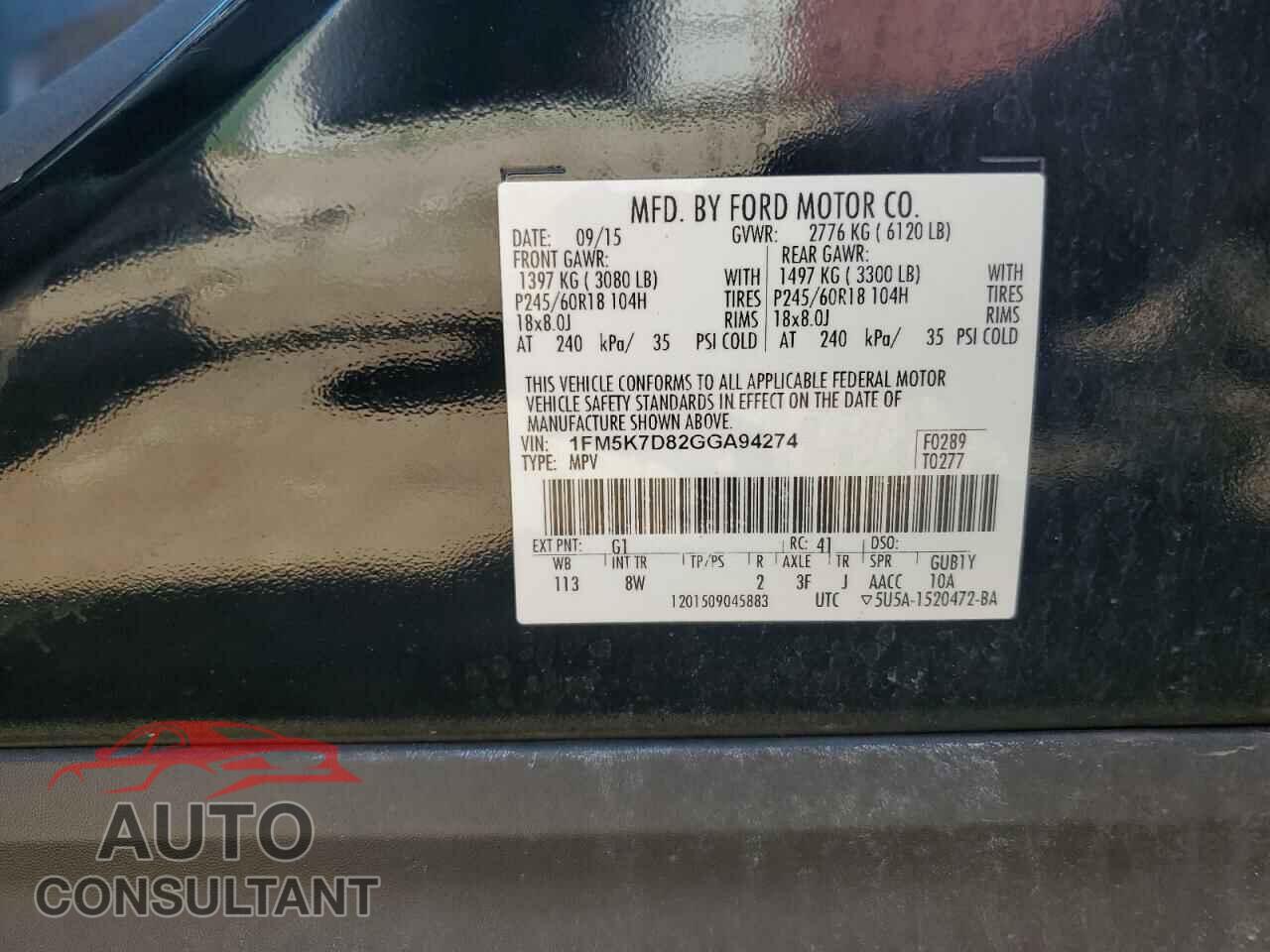 FORD EXPLORER 2016 - 1FM5K7D82GGA94274