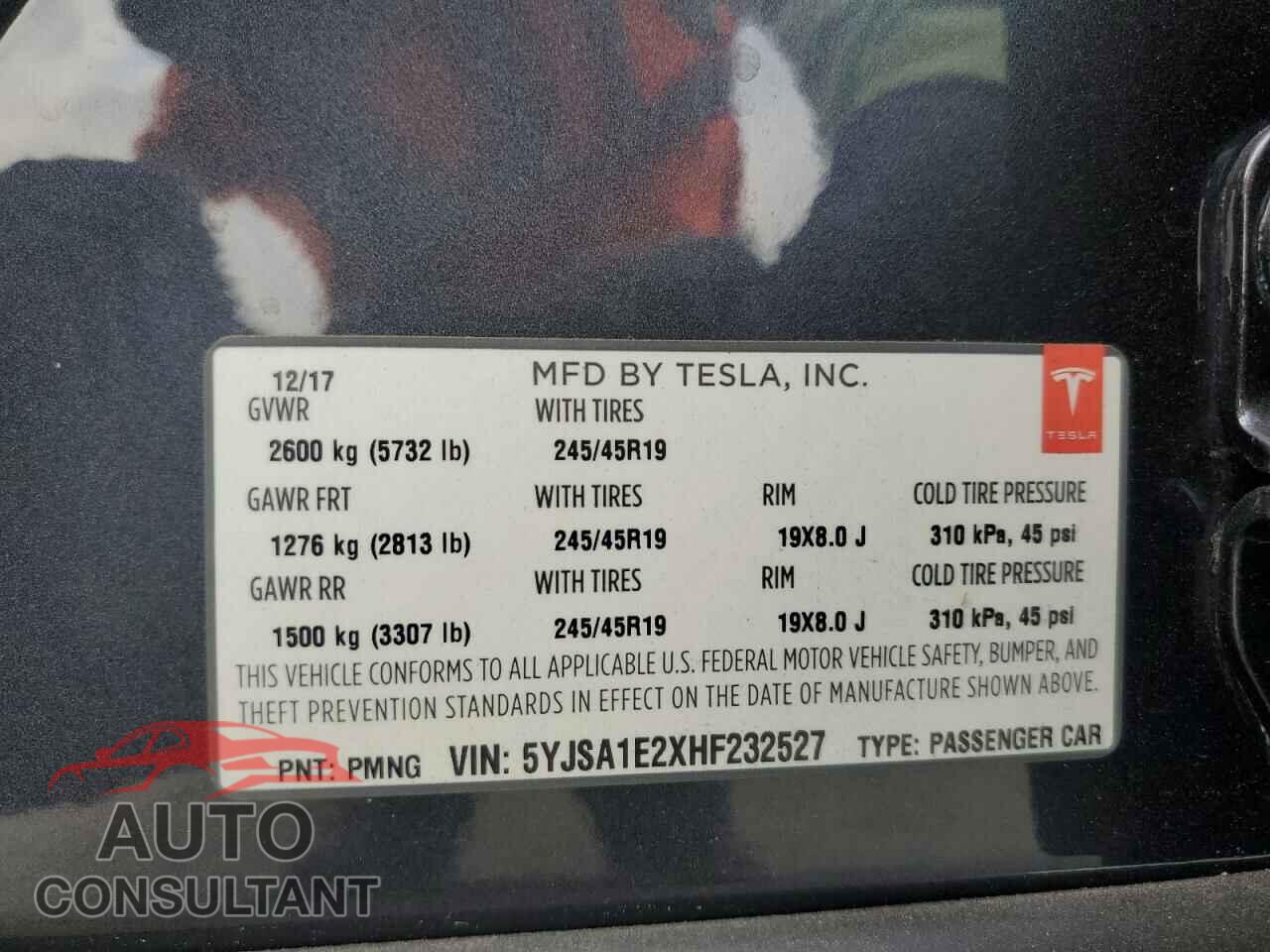 TESLA MODEL S 2017 - 5YJSA1E2XHF232527